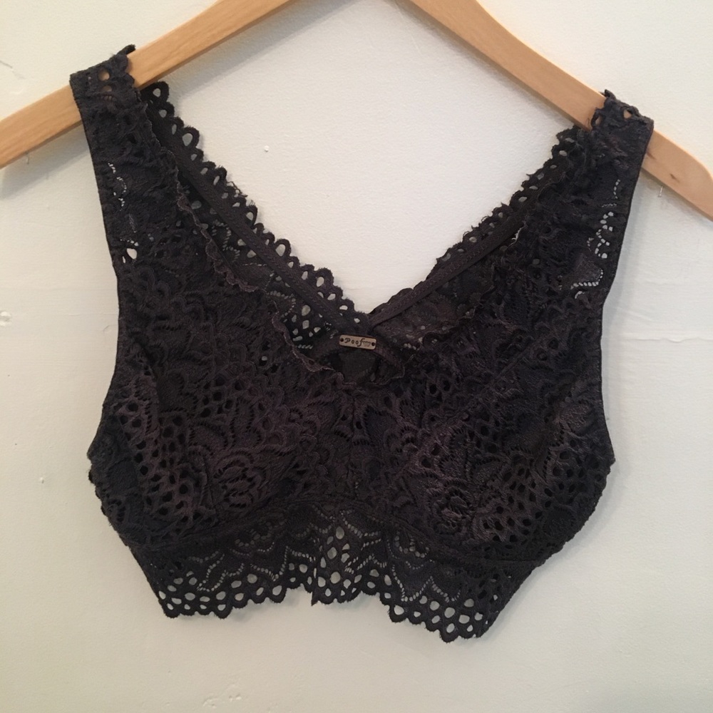 Poof! Black lace crop top. So cute!